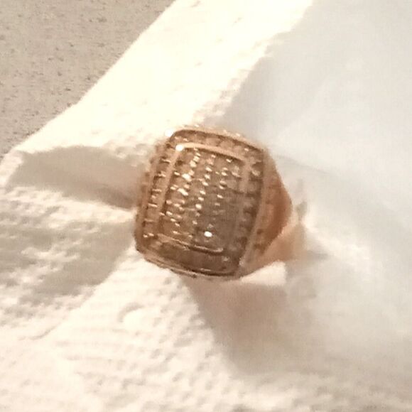 Vintage Goldtone And Rhinestone Hinged Cuff Bracelet And Matching Ring. 8.75 - Picture 10 of 13